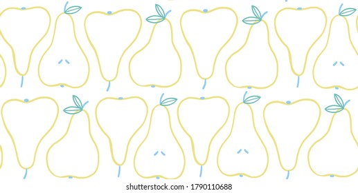 Vector seamless pear pattern. Repeating background with hand drawn pears. Illustration of summer fruits background. Can be used for fabric,wrapping,wallpapers,web page backgrounds,textile.