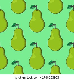 vector, seamless pear print on a green background, print for clothes or print