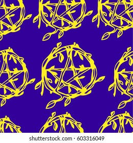 Vector seamless pentagram pattern. Pattern for Wicca style. Figure for the fabric of the Wicca altar