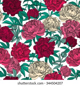 Vector seamless peony background