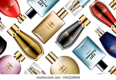 Vector seamless perfume bottle luxury pattern glamour background