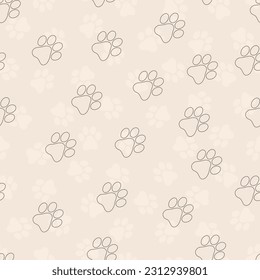 Vector seamless pet paw pattern - funky design. Cute animal footprints background