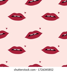 Vector de labios rojos sexy sin costura. Ilustración de labios en un estilo plano.