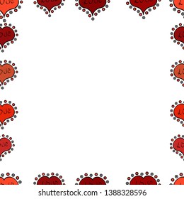 Vector. Seamless. Picture in black, white and red colors. Hand drawn doodle frames.