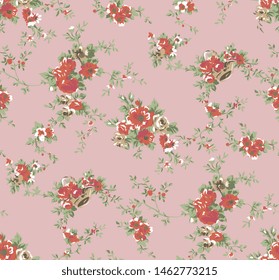 Vector Seamless Pink Floral Pattern