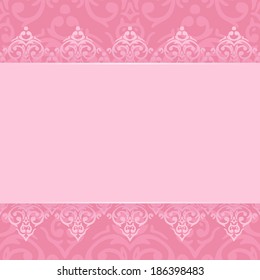Vector seamless pink frame/border in damask baroque style