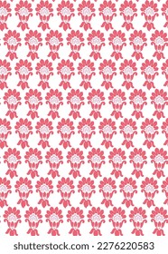 Vector seamless pink pattern with swirls and floral motifs in retro style,Seamless vector pattern in damask style