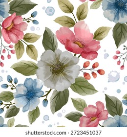 Um vetor sem costura rosa rosa padrão floral para primavera e verão papel de parede design