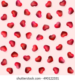 Vector Seamless Pink Shaded Hearts Lovely Pattern. Abstract Cute Background Design