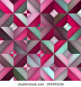 Vector Seamless Pink Shades Gradient Rhombus Geometric Pattern Abstract Background
