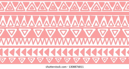 Vector seamless pink and white illustration. Ethnic hand drawn pattern for wallpaper,fabric, textile