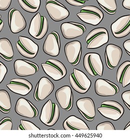 Vector seamless Pistachios background. Engraved collection. nuts 