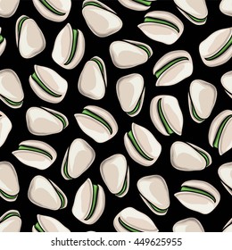 Vector seamless Pistachios background. Engraved collection. nuts 