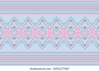 Vector seamless pixel art.Pixel mosaic texture with simple square particles.Ethnic geometric stitch pattern use for cloth,textile,wallpaper,cushion,carpet,quilt