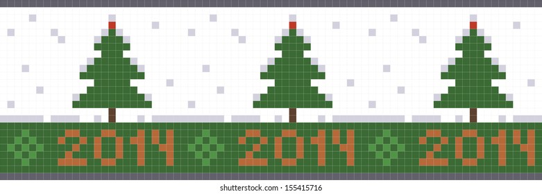 Vector seamless pixel Christmas stripe.