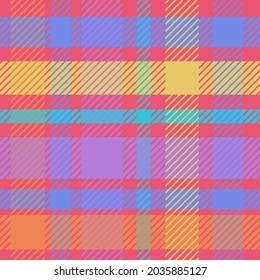 Vector seamless plaid pattern in lgbtq colors. Repeating fall tartan ornament on homosexual shades.Designs for fabric, wrapping paper, textiles, social media, packaging, postcards, stickers, posters.