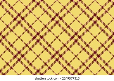 Vector sin costura. Comprobación de tejidos textiles. Fondo de textura de patrón de tartán en colores amarillo y rojo.