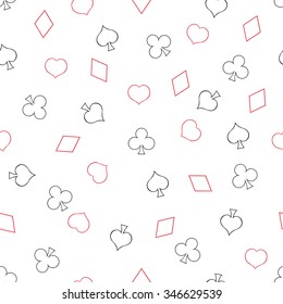 Vector Seamless Playing Cards Suits Pattern Background