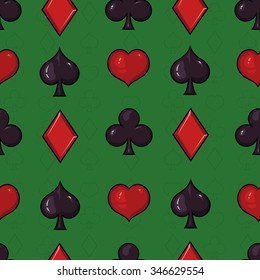 Vector Seamless Playing Cards Suits Pattern Background