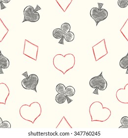 Vector Seamless Playing Cards Suits Pattern Background