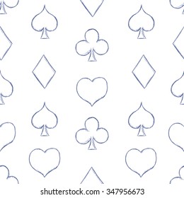 Vector Seamless Playing Cards Suits Pattern Background