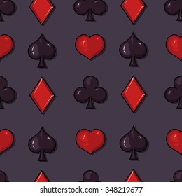 Vector Seamless Playing Cards Suits Pattern Background