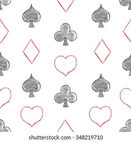 Vector Seamless Playing Cards Suits Pattern Background