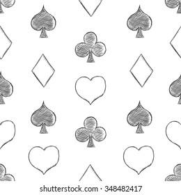 Vector Seamless Playing Cards Suits Pattern Background