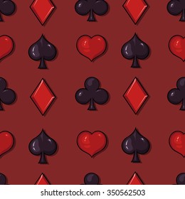 Vector Seamless Playing Cards Suits Pattern Background