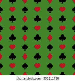 Vector Seamless Playing Cards Suits Pattern Background