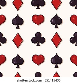 Vector Seamless Playing Cards Suits Pattern Background