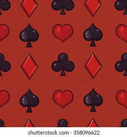 Vector Seamless Playing Cards Suits Pattern Background