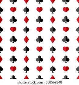 Vector Seamless Playing Cards Suits Pattern Background