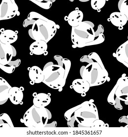 Vector seamless polar bear. Adorable teddy bear pattern. Monochrome pattern. Background for gift wrapping paper, wallpaper, background, fabric, packaging, greeting cards, invitations.