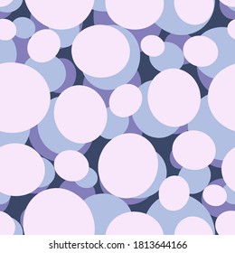 Vector seamless polka dot pattern in blue tones. Illustration of pastel bubbles. The design is perfect for dress design, backgrounds, home decoration, wallpaper, wrapping paper, textiles, surfaces.