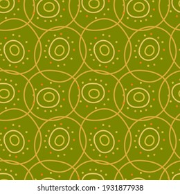 Vector seamless polka dot pattern in green tones. Illustration of abstract circles with dots. The design is perfect for backgrounds, home decoration, wallpaper, wrapping paper, textiles