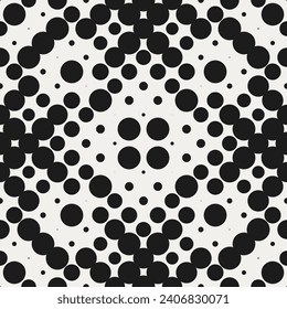 Vector Seamless Polka Dot Pattern. Modern Monochrome Texture. Repeating Abstract Background with Graduated Dot Lattice.