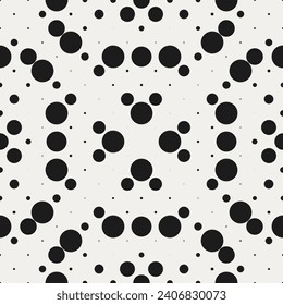 Vector Seamless Polka Dot Pattern. Modern Monochrome Texture. Repeating Abstract Background with Graduated Dot Lattice.