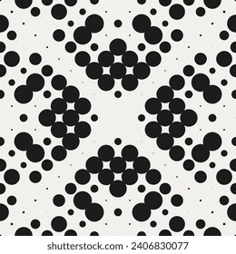 Vector Seamless Polka Dot Pattern. Modern Monochrome Texture. Repeating Abstract Background with Graduated Dot Lattice.