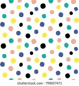 vector seamless polka dot pattern, circles with a texture, hand drawn effect