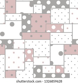Vector seamless polka dots patchwork retro style pattern.  illustration - 