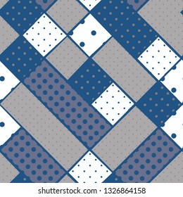 Vector seamless polka dots patchwork retro style pattern.  illustration - 