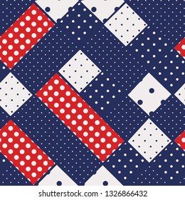 Vector seamless polka dots patchwork retro style pattern.  illustration - 