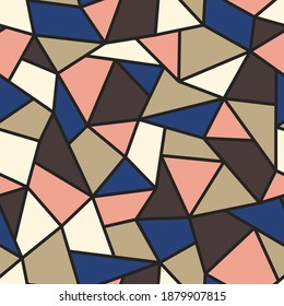 Vector seamless polygonal geometric pattern. Multicolor repeatable abstract background. Mosaic trendy print. Bright fashion texture