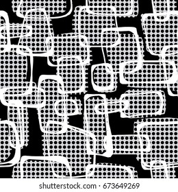 Vector seamless Pop Art 1960s ink drawn pattern.Hand painted expressive ornament for textile,wrapping, decoration.