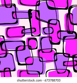 Vector seamless Pop Art 1960s ink drawn pattern.Hand painted expressive ornament for textile,wrapping, decoration.
