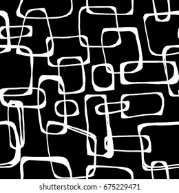 Vector seamless Pop Art 1960s ink drawn pattern.Hand painted expressive ornament for textile,wrapping, decoration.