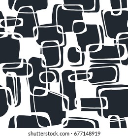 Vector seamless Pop Art 1960s ink drawn pattern.Hand painted expressive ornament for textile,wrapping, decoration.