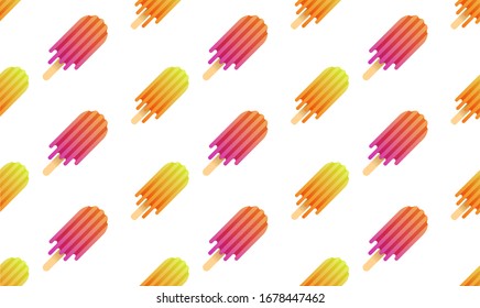 Vector Seamless con palos de palas de paleta Ice crema gráfico moderno estilo de transición redondeada. Estilo de composición de franjas coloreadas degradadas. Formas y líneas de colores dinámicos. Patrón de fondo abstracto