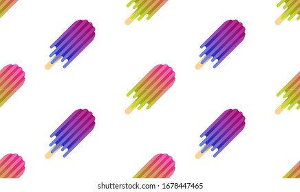 Vector Seamless with Popsicle sticks Ice cream  modern graphic Rounded Transition style. Gradient colorful stripes composition style. Dynamical colored forms and line. Abstract Background Pattern